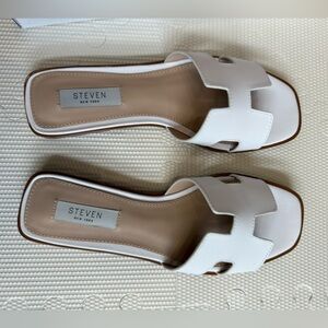 Steven New York Women's White Slide Sandals